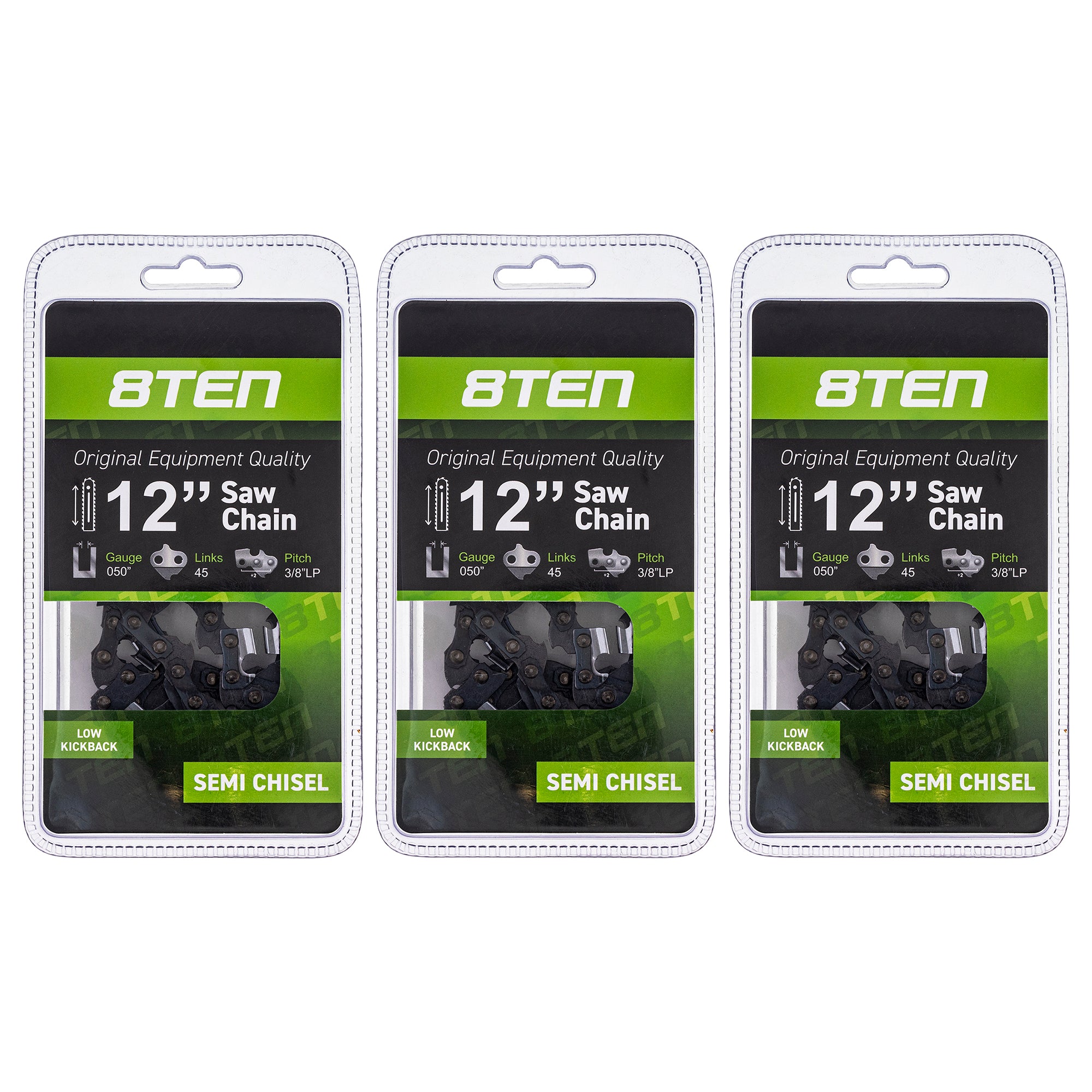 Chainsaw Chain 12 Inch .050 3/8 45DL 3-Pack for zOTHER Windsor Stens Oregon Carlton 8TEN 810-CCC2249H