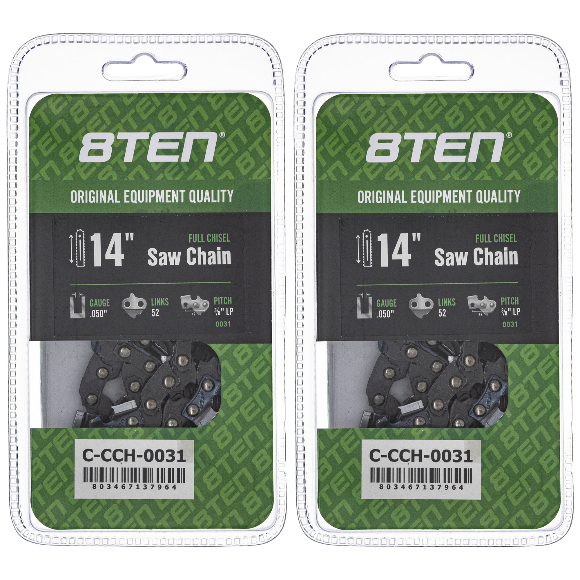 Chainsaw Chain 14 Inch .050 3/8 LP 52DL 2-Pack for zOTHER Stens Oregon Ref. Oregon 8TEN 810-CCC2253H