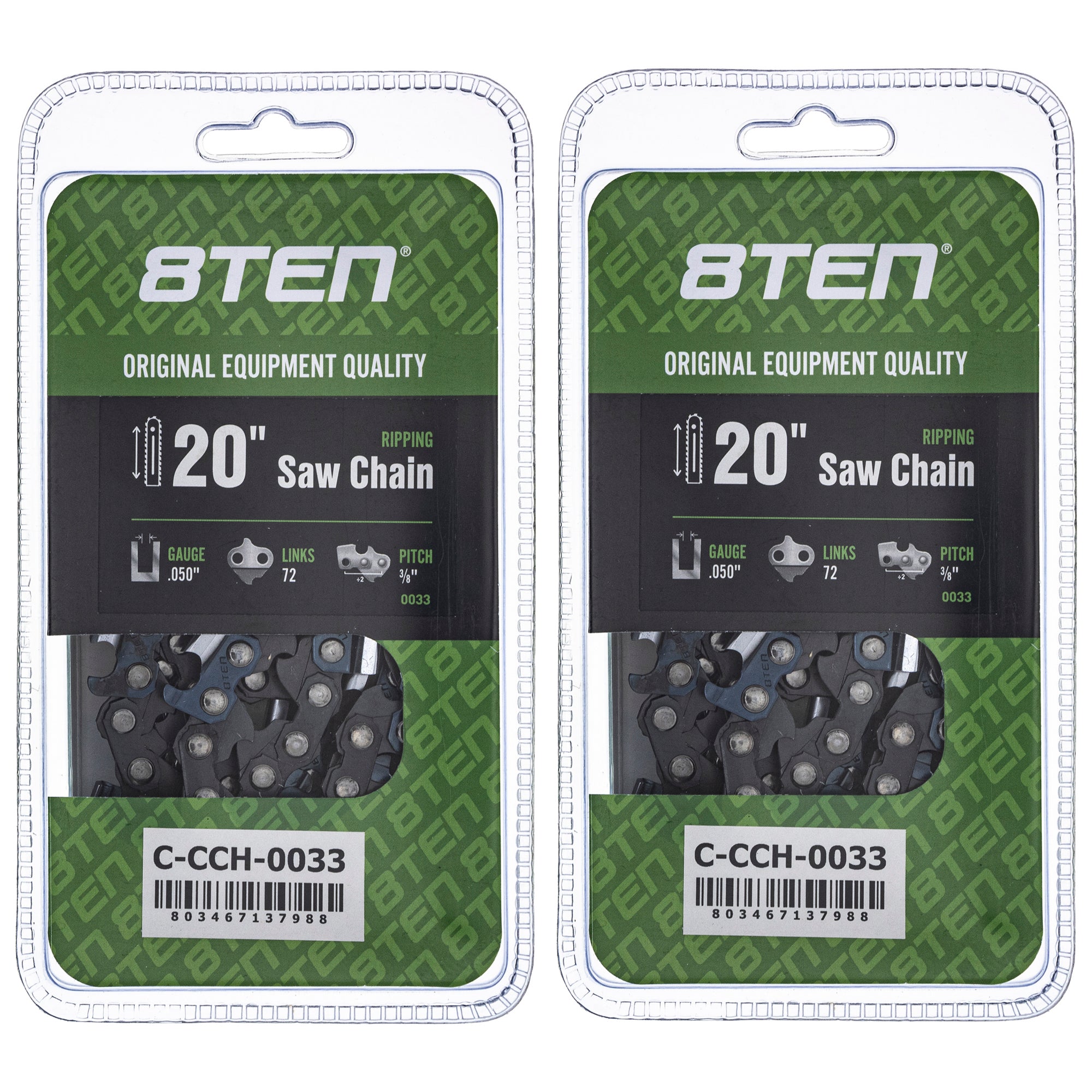 Chainsaw Chain 20 Inch .050 3/8 72DL 2-Pack for zOTHER Ref No Oregon Husqvarna Poulan 8TEN 810-CCC2255H