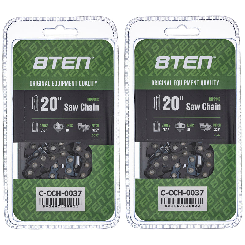 Chainsaw Chain 20 Inch .050 .325 80DL 2-Pack for zOTHER Oregon Echo Shindaiwa Bear Cat 8TEN 810-CCC2259H