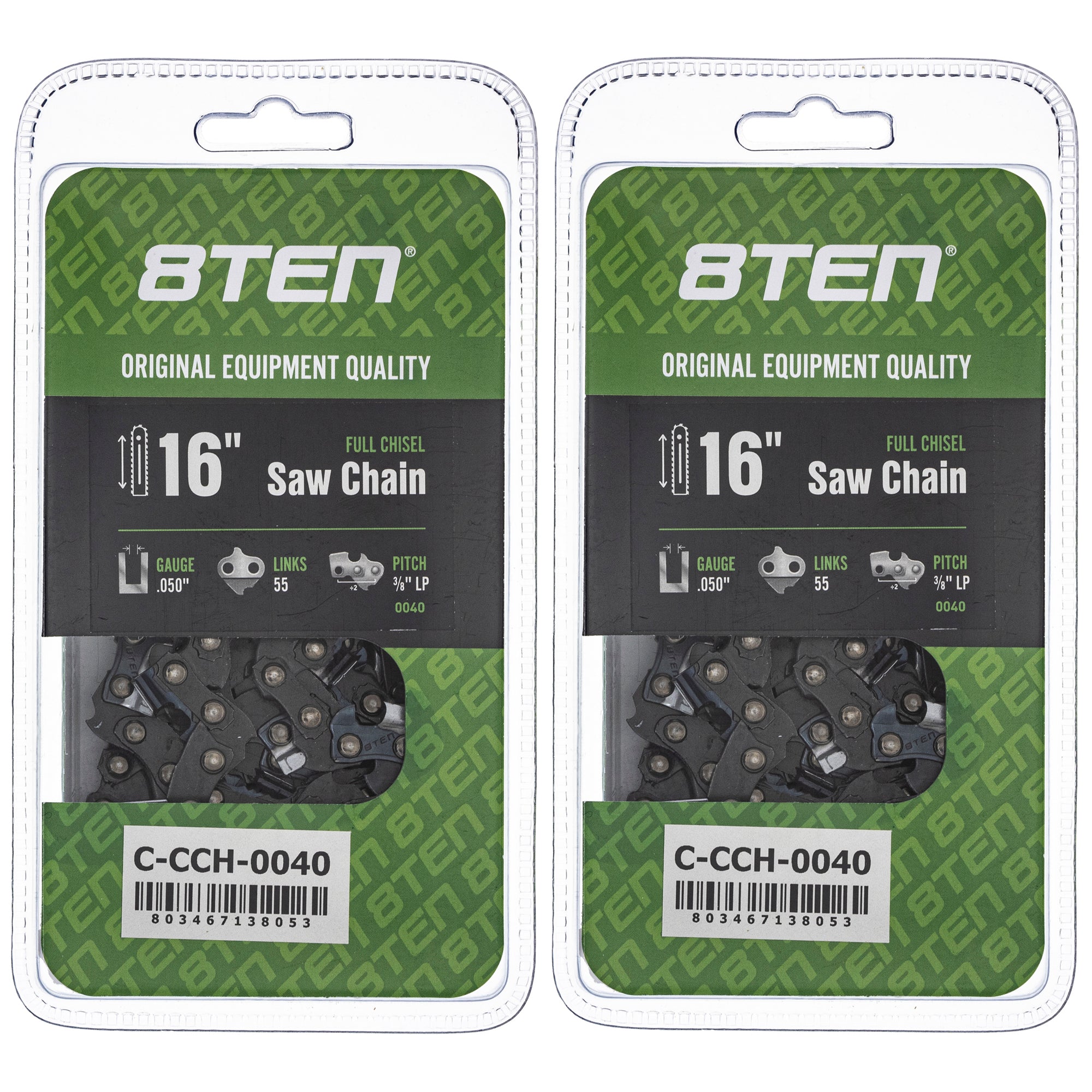 Chainsaw Chain 16 Inch .050 3/8 LP 55DL 2-Pack for zOTHER Stens Oregon MSE MS Mac 8TEN 810-CCC2262H