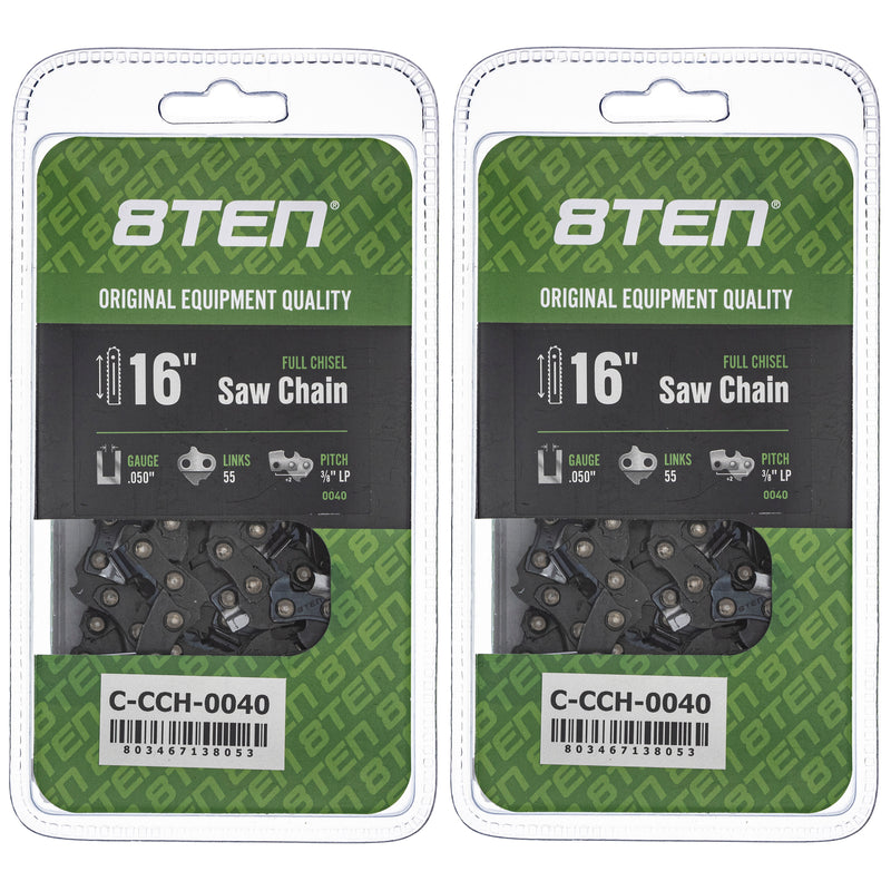 Chainsaw Chain 16 Inch .050 3/8 LP 55DL 2-Pack for zOTHER Stens Oregon 8TEN 810-CCC2262H