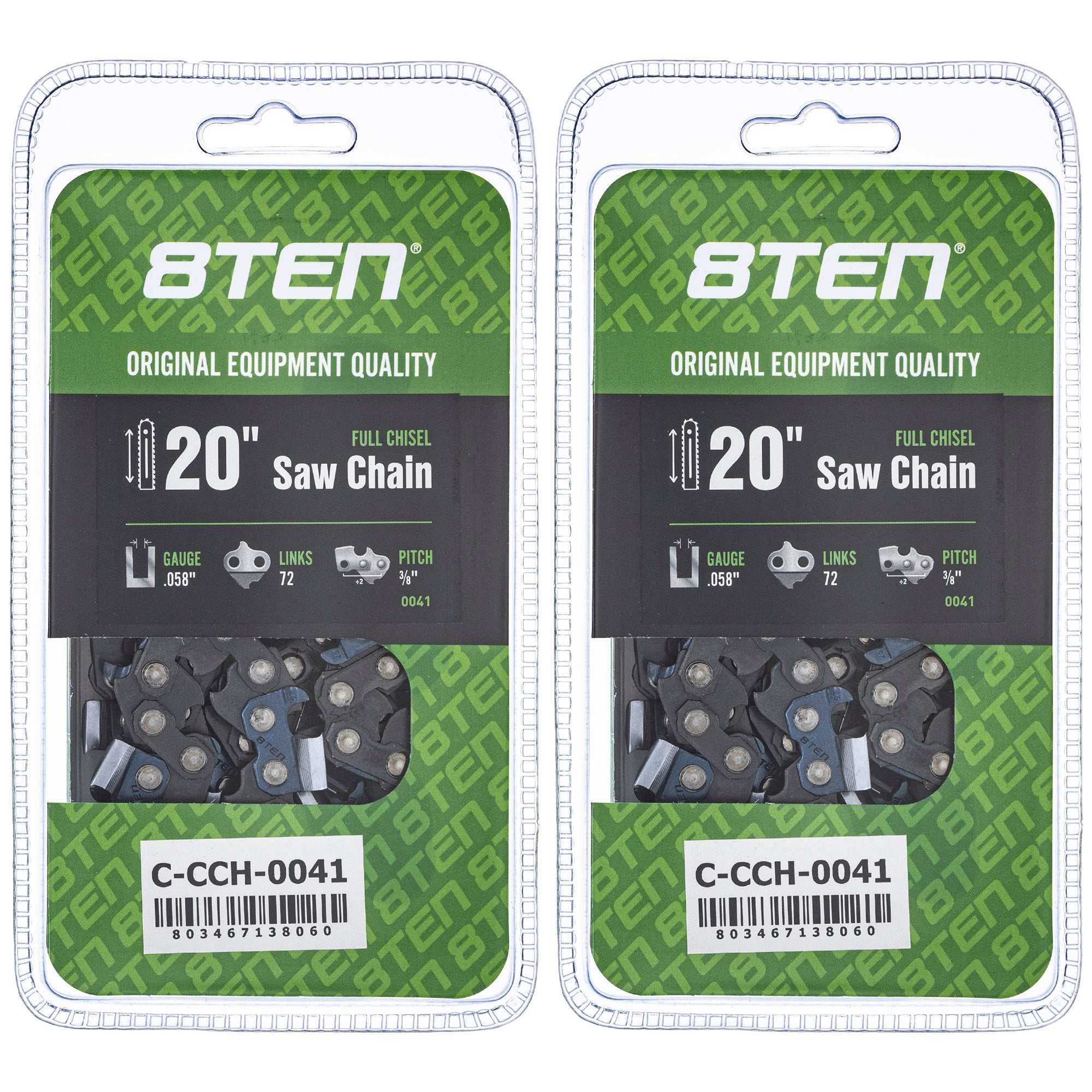 Chainsaw Chain 20 Inch .058 3/8 72DL 2-Pack for zOTHER Oregon Husqvarna Poulan Craftsman 8TEN 810-CCC2263H