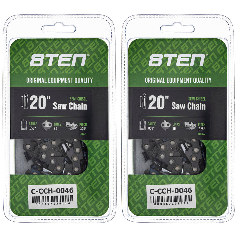 Chainsaw Chain 20 Inch .050 .325 80DL 2-Pack for zOTHER Oregon 8TEN 810-CCC2268H