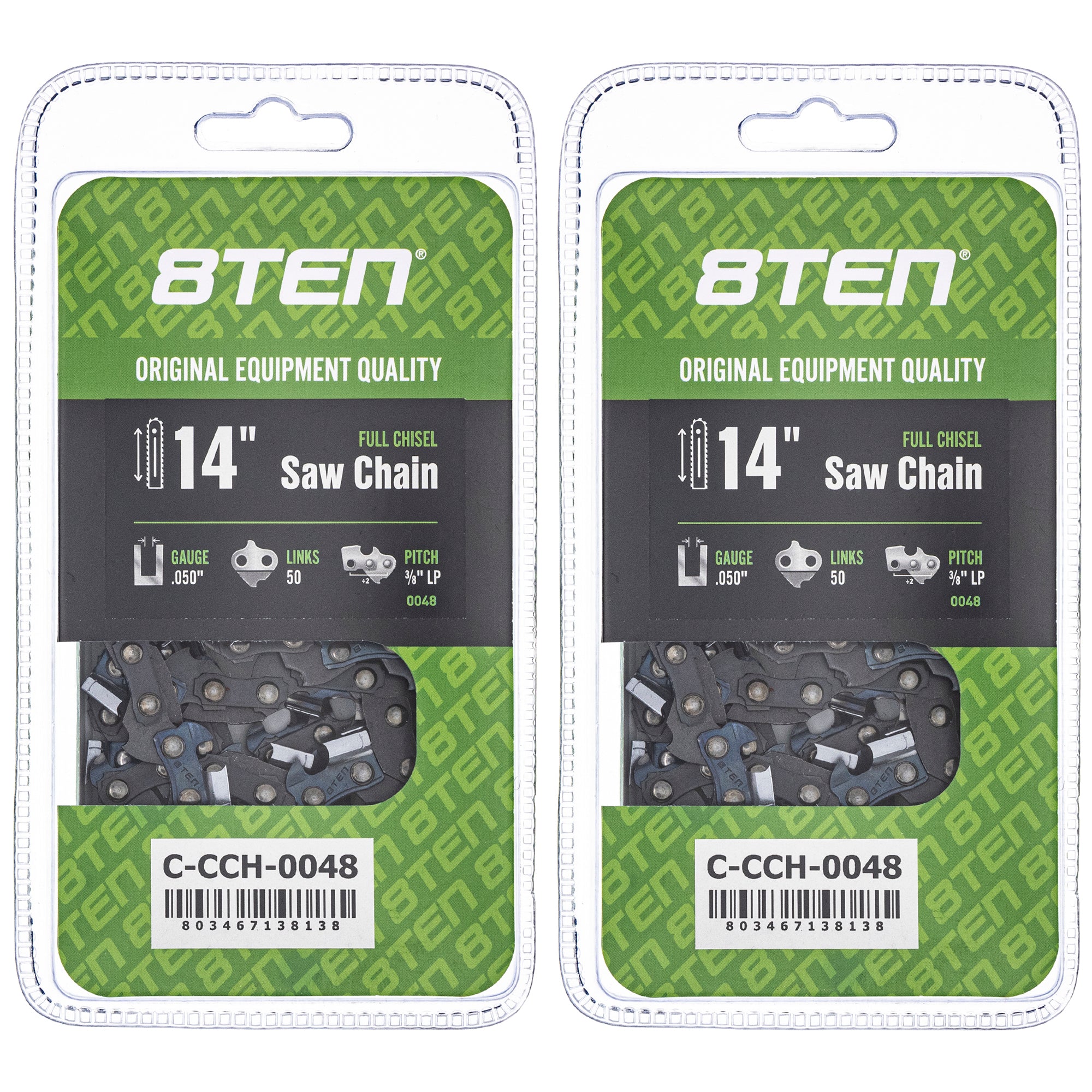 Chainsaw Chain 14 Inch .050 3/8 LP 50DL 2-Pack for zOTHER Oregon MSE MS HT E 8TEN 810-CCC2260H