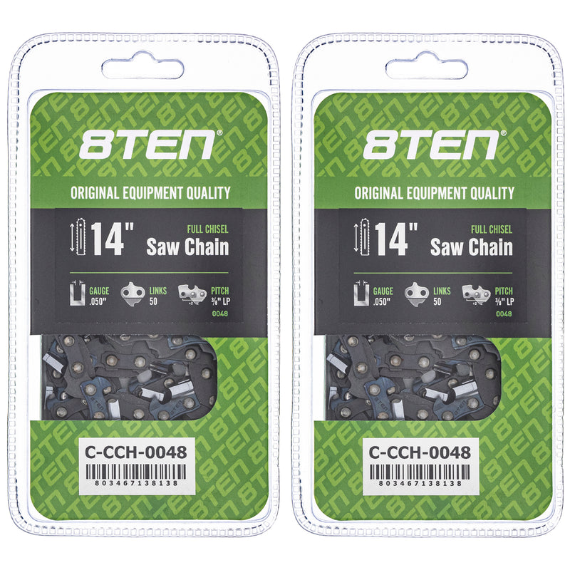 Chainsaw Chain 14 Inch .050 3/8 LP 50DL 2-Pack for zOTHER Oregon 8TEN 810-CCC2260H