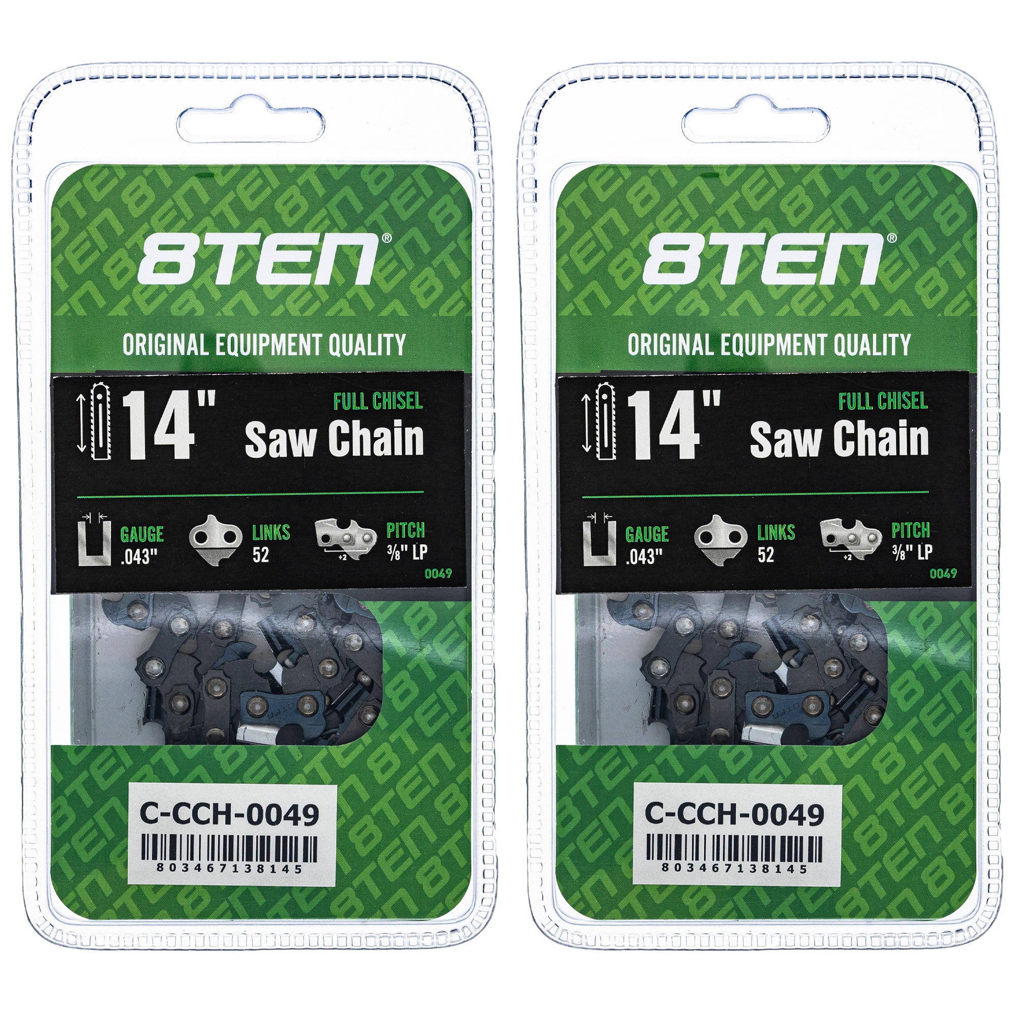 Chainsaw Chain 14 Inch .043 3/8 LP 52DL 2-Pack for zOTHER Champion XCU04 XCU03 T536 8TEN 810-CCC2261H