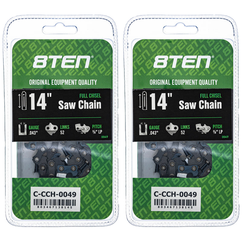 Chainsaw Chain 14 Inch .043 3/8 LP 52DL 2-Pack for zOTHER Champion 8TEN 810-CCC2261H