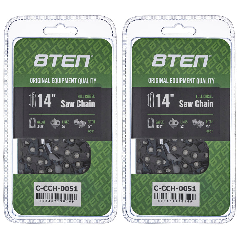 Chainsaw Chain 14 Inch .050 3/8 52DL 2-Pack for zOTHER Stens Oregon Ref. Oregon Husqvarna 8TEN 810-CCC2273H