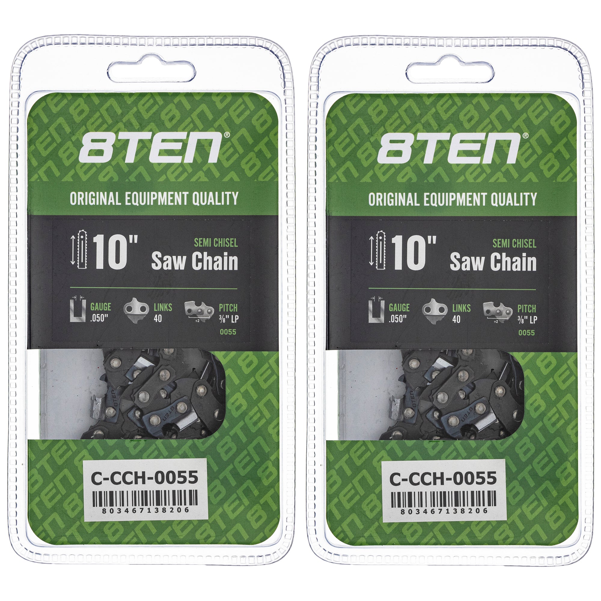 Chainsaw Chain 10 Inch .050 3/8 LP 40DL 2-Pack for zOTHER Oregon WG309 RM8EPS RM1425 8TEN 810-CCC2277H