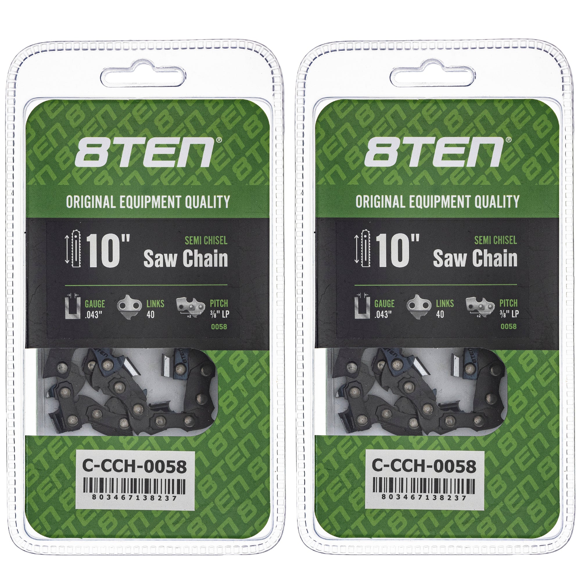 Chainsaw Chain 10 Inch .043 3/8 LP 40DL 2-Pack for zOTHER Oregon UT34010 TPS-270PF TPS-270 8TEN 810-CCC2270H