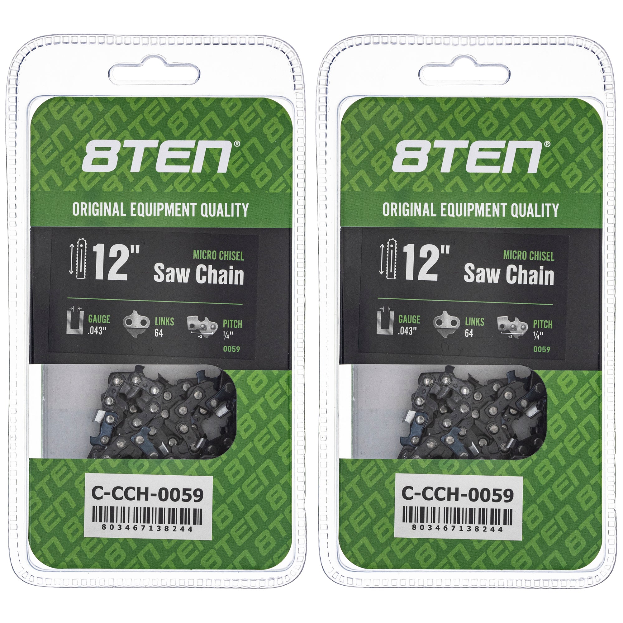 Chainsaw Chain 12 Inch .043 1/4 64DL 2-Pack for zOTHER HT 12 8TEN 810-CCC2271H