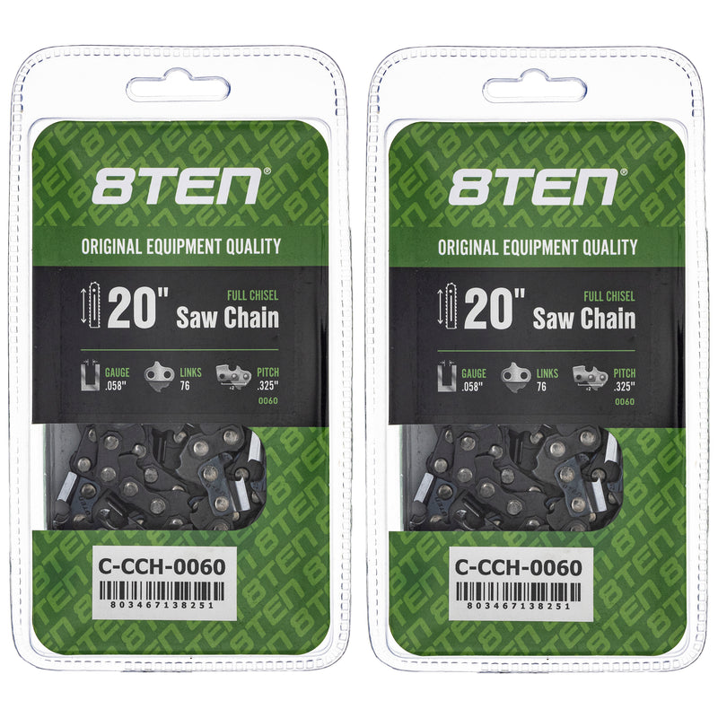 Chainsaw Chain 20 Inch .058 .325 76DL 2-Pack for zOTHER 8TEN 810-CCC2282H