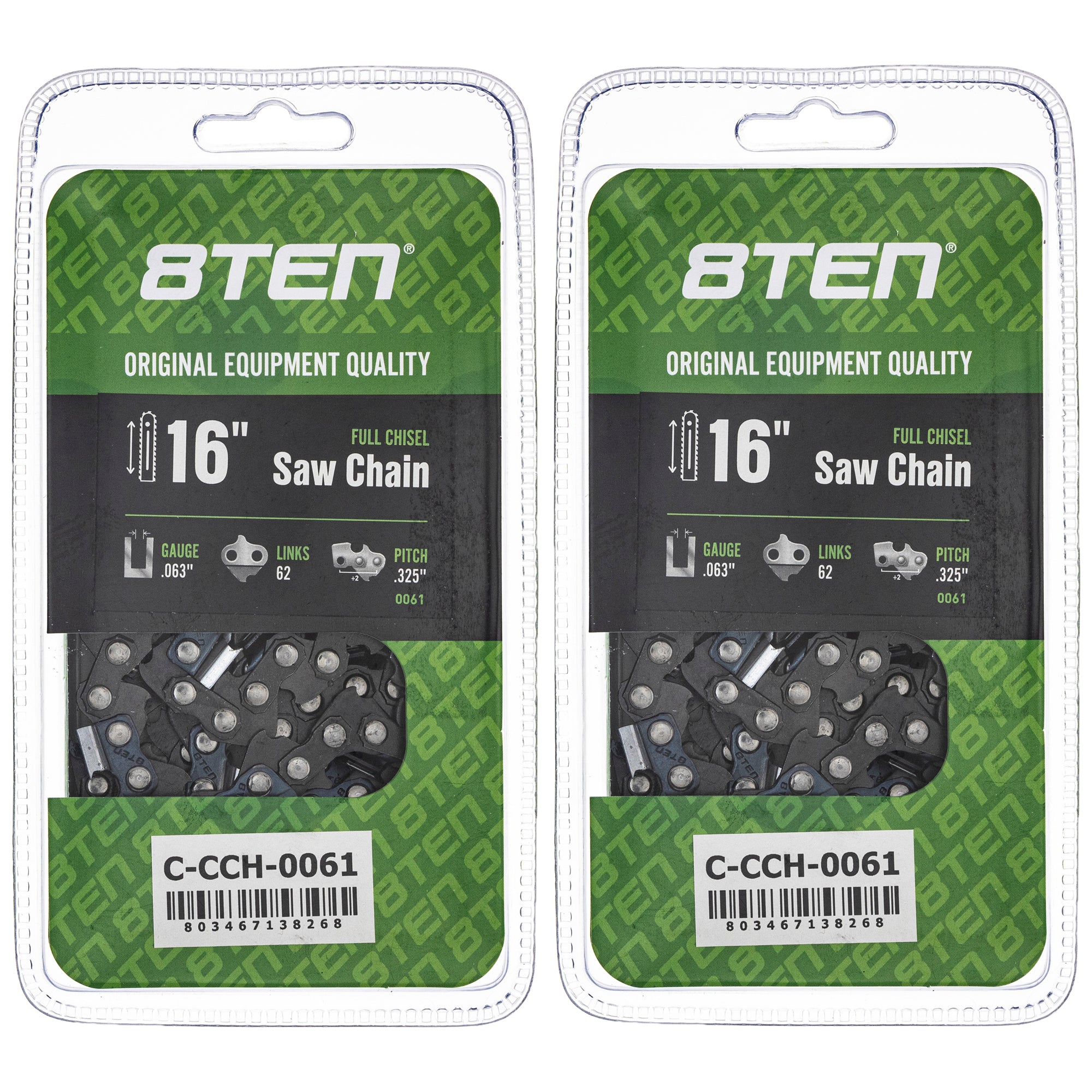 Chainsaw Chain 16 Inch .063 .325 62DL 2-Pack for zOTHER Oregon MS 25 070 025 8TEN 810-CCC2283H