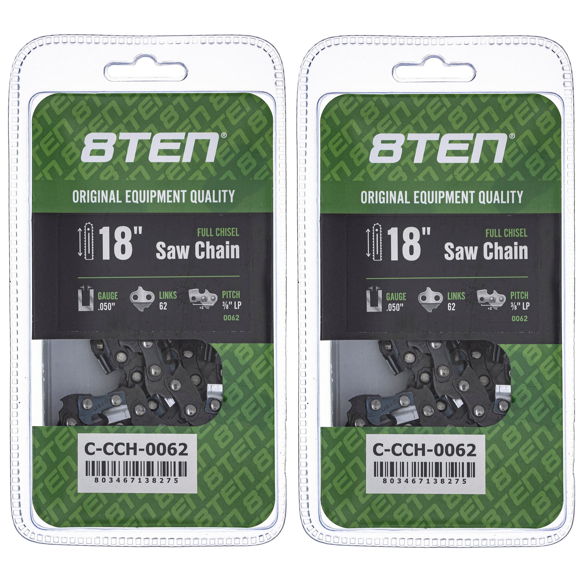 Chainsaw Chain 18 Inch .050 3/8 LP 62DL 2-Pack for zOTHER Stens Oregon Ref. Oregon Echo 8TEN 810-CCC2284H