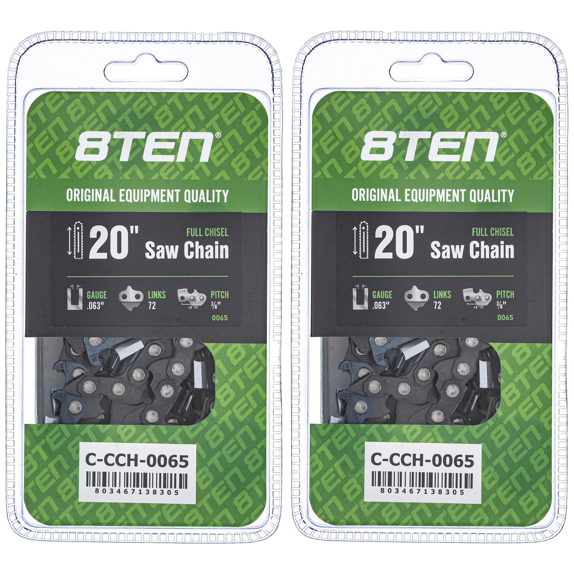 Chainsaw Chain 20 Inch .063 3/8 72DL 2-Pack for zOTHER Oregon MSE MS E 066 8TEN 810-CCC2287H