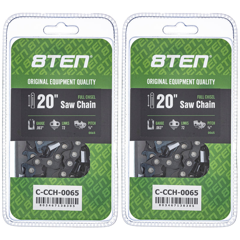Chainsaw Chain 20 Inch .063 3/8 72DL 2-Pack for zOTHER Oregon 8TEN 810-CCC2287H