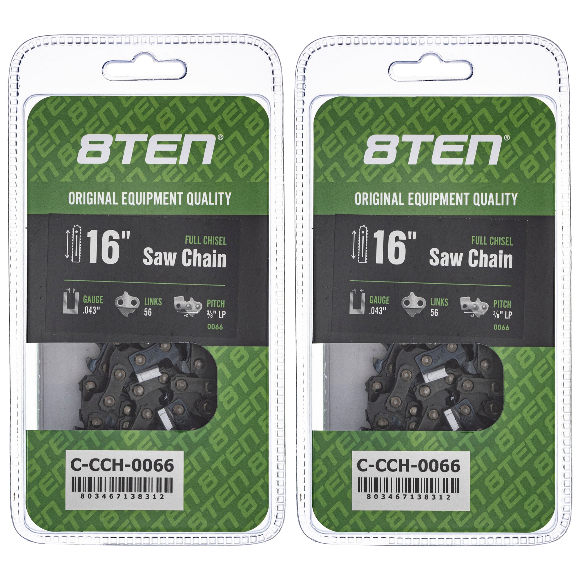 Chainsaw Chain 16 Inch .043 3/8 LP 56DL 2-Pack for zOTHER Oregon XCU04 XCU03 UC4551A 8TEN 810-CCC2288H