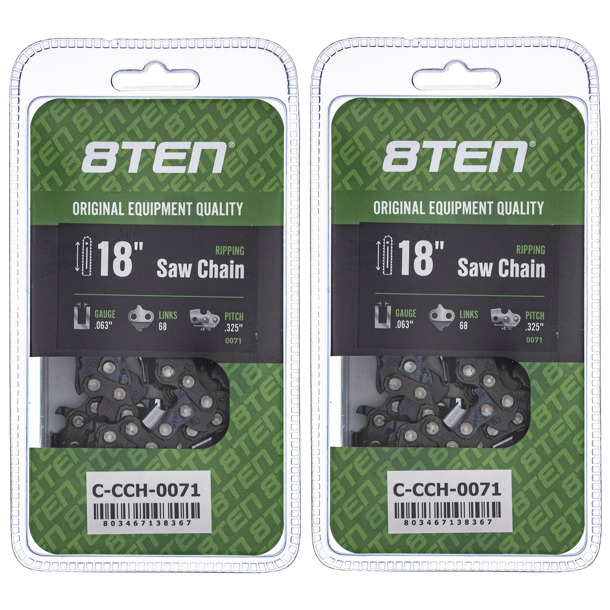 Chainsaw Chain 18 Inch .063 .325 68DL 2-Pack for zOTHER Stens Oregon MS 25 070 025 8TEN 810-CCC2293H