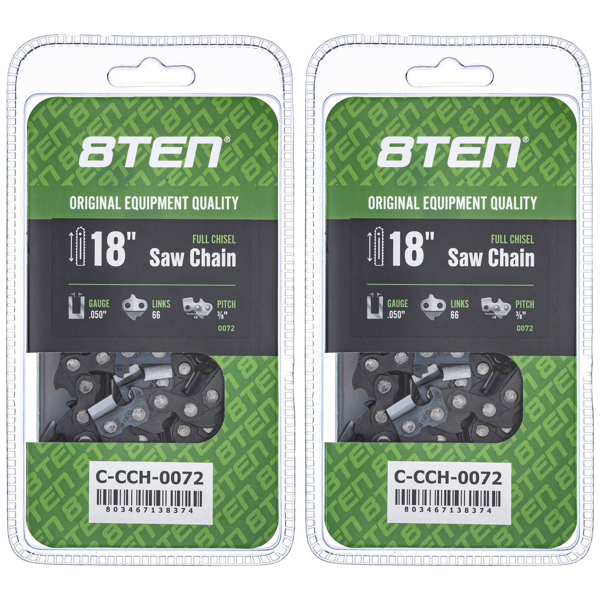 Chainsaw Chain 18 Inch .050 3/8 66DL 2-Pack for zOTHER Ref No Oregon Echo Shindaiwa Bear 8TEN 810-CCC2294H