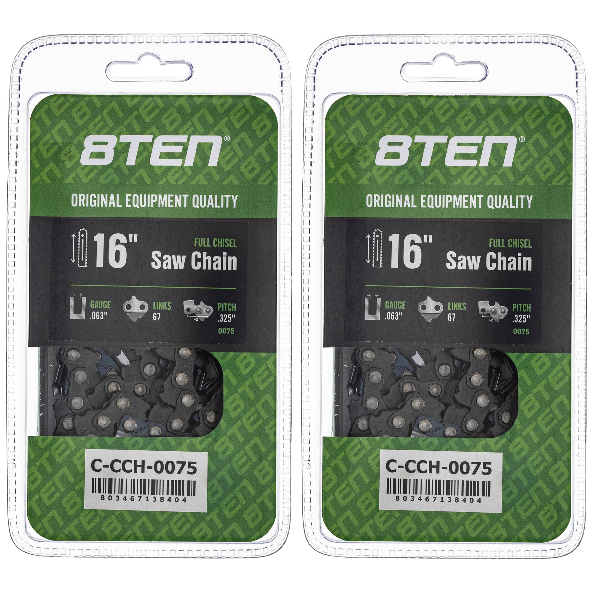 Chainsaw Chain 16 Inch .063 .325 67DL 2-Pack for zOTHER Oregon MS 634 30 040 8TEN 810-CCC2297H