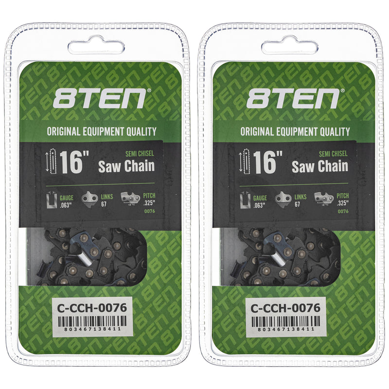 Chainsaw Chain 16 Inch .063 .325 67DL 2-Pack for zOTHER Oregon 8TEN 810-CCC2298H