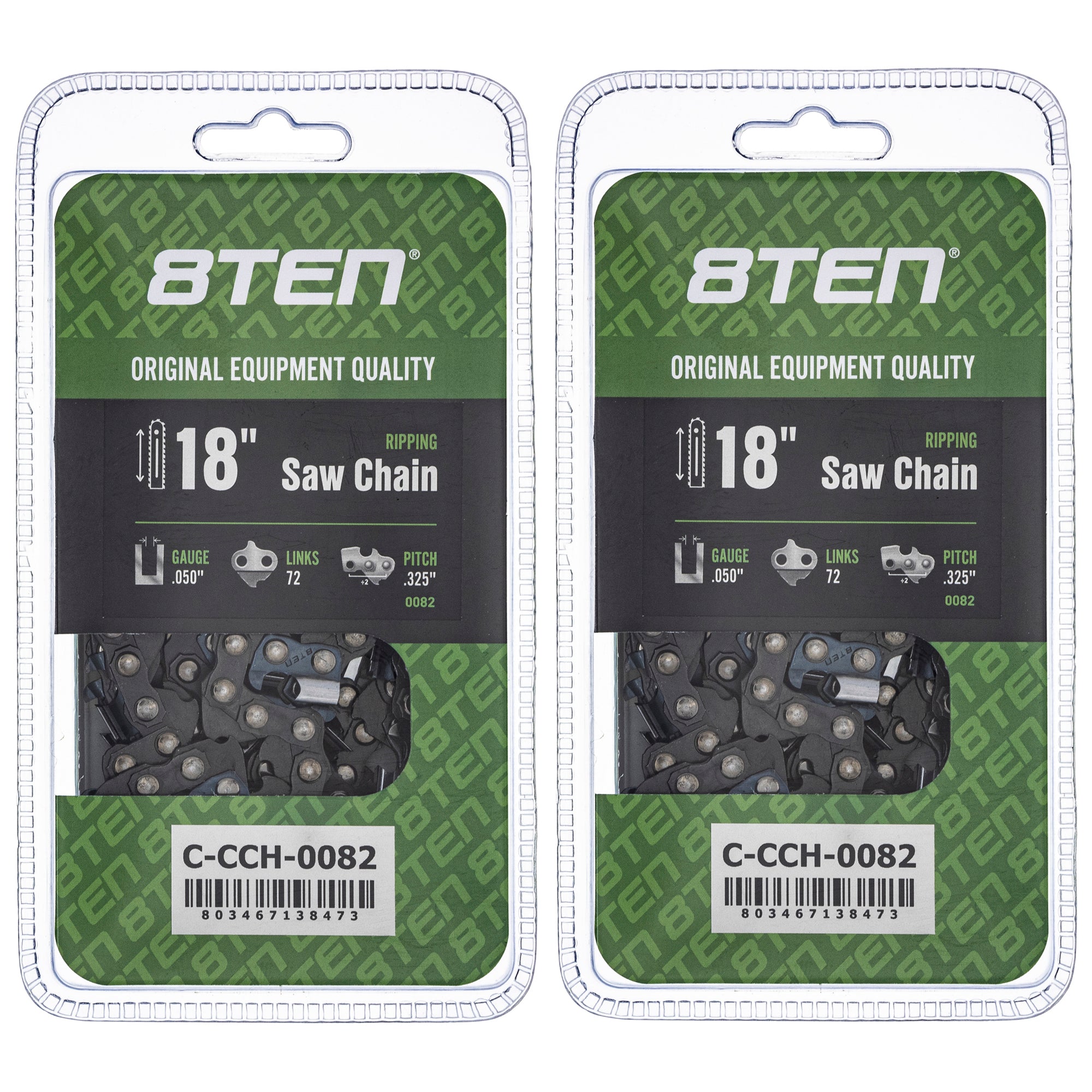 Chainsaw Chain 18 Inch .050 .325 72DL 2-Pack for zOTHER Stens Oregon Ref. Oregon Husqvarna 8TEN 810-CCC2204H