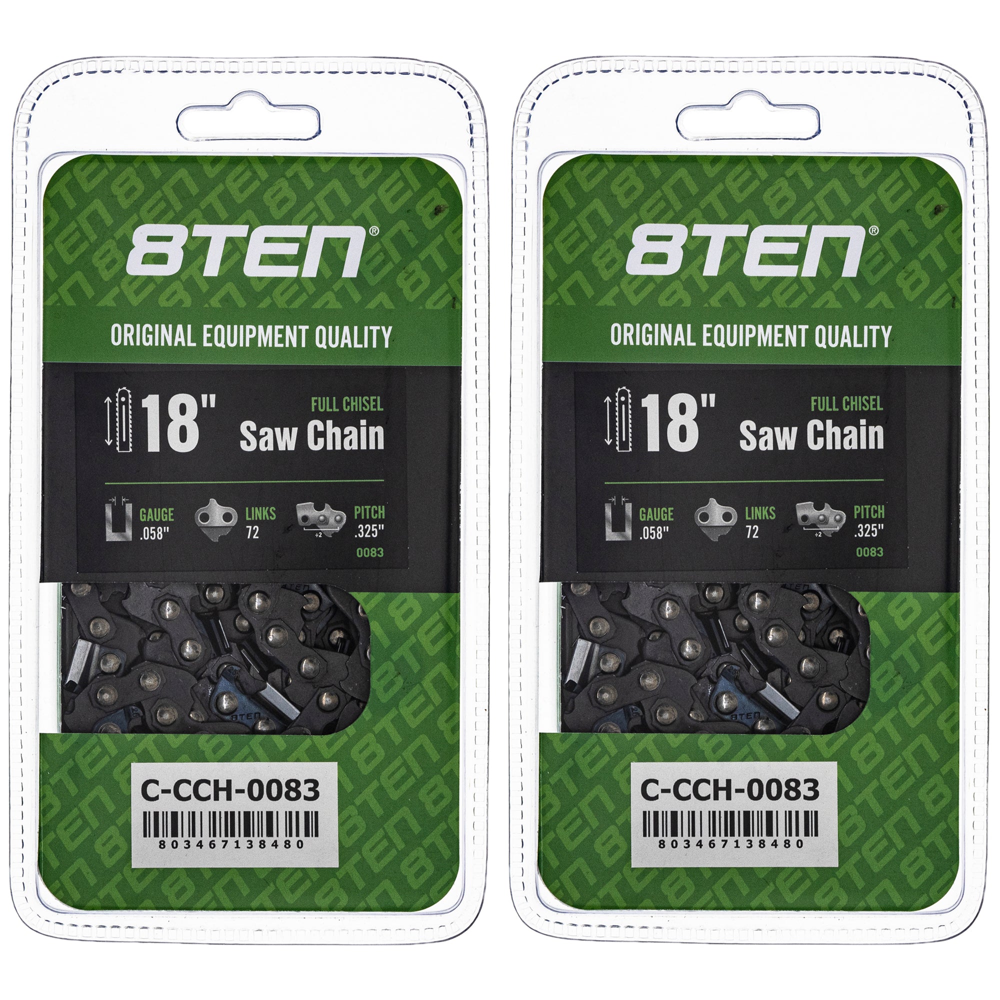 Chainsaw Chain 18 Inch .058 .325 72DL 2-Pack for zOTHER Oregon Ref. Oregon Husqvarna 8TEN 810-CCC2205H