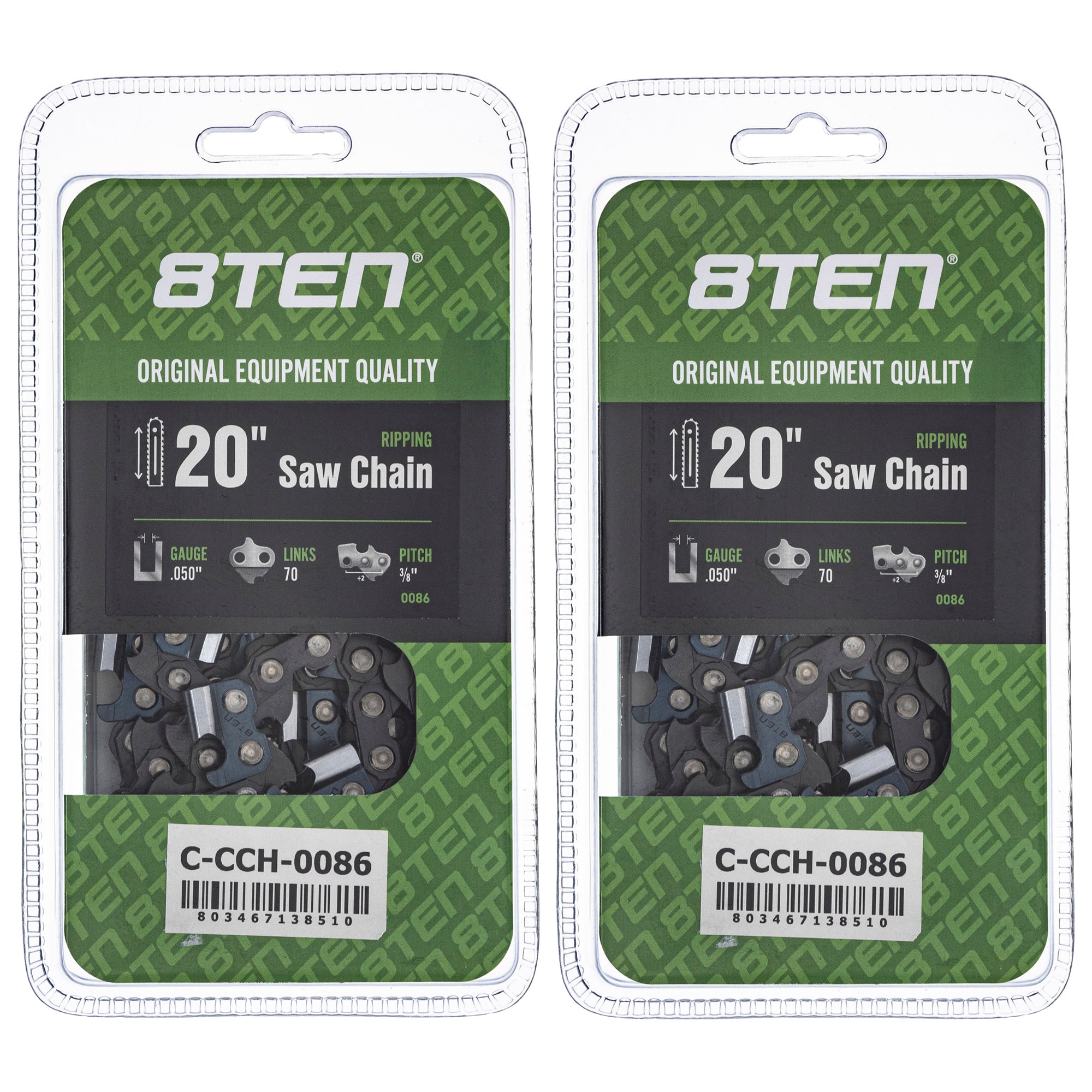 Chainsaw Chain 20 Inch .050 3/8 70DL 2-Pack for zOTHER Stens Ref No Oregon Ref. Oregon 8TEN 810-CCC2208H