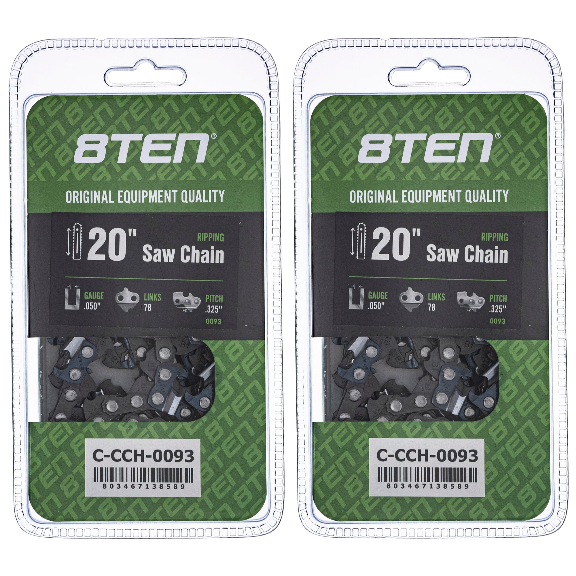Chainsaw Chain 20 Inch .050 .325 78DL 2-Pack for zOTHER Stens Ref No Oregon Echo Shindaiwa 8TEN 810-CCC2215H