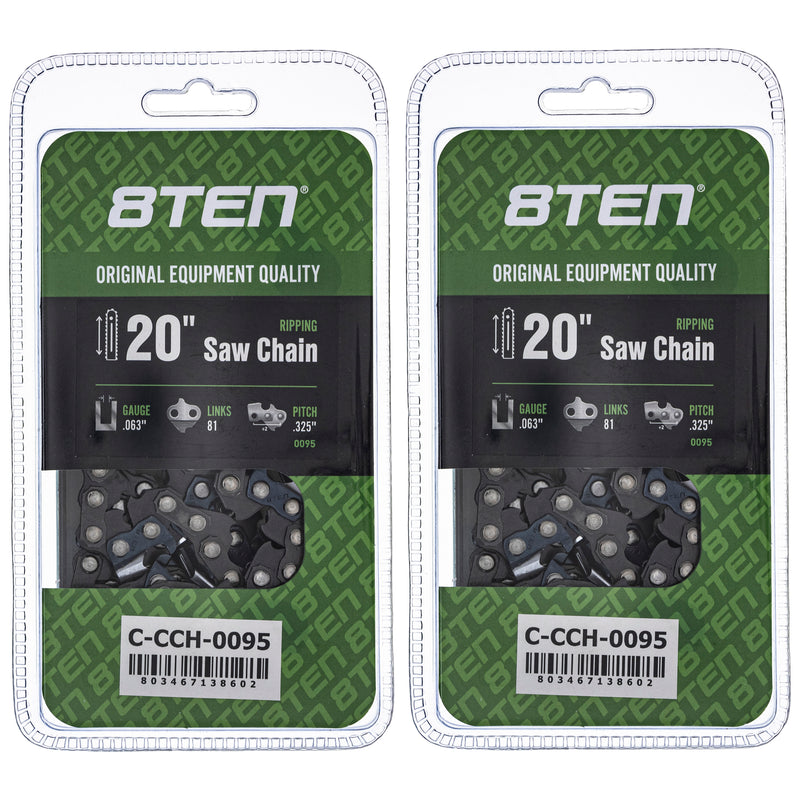 Chainsaw Chain 20 Inch .063 .325 81DL 2-Pack for zOTHER Stens Oregon 8TEN 810-CCC2217H