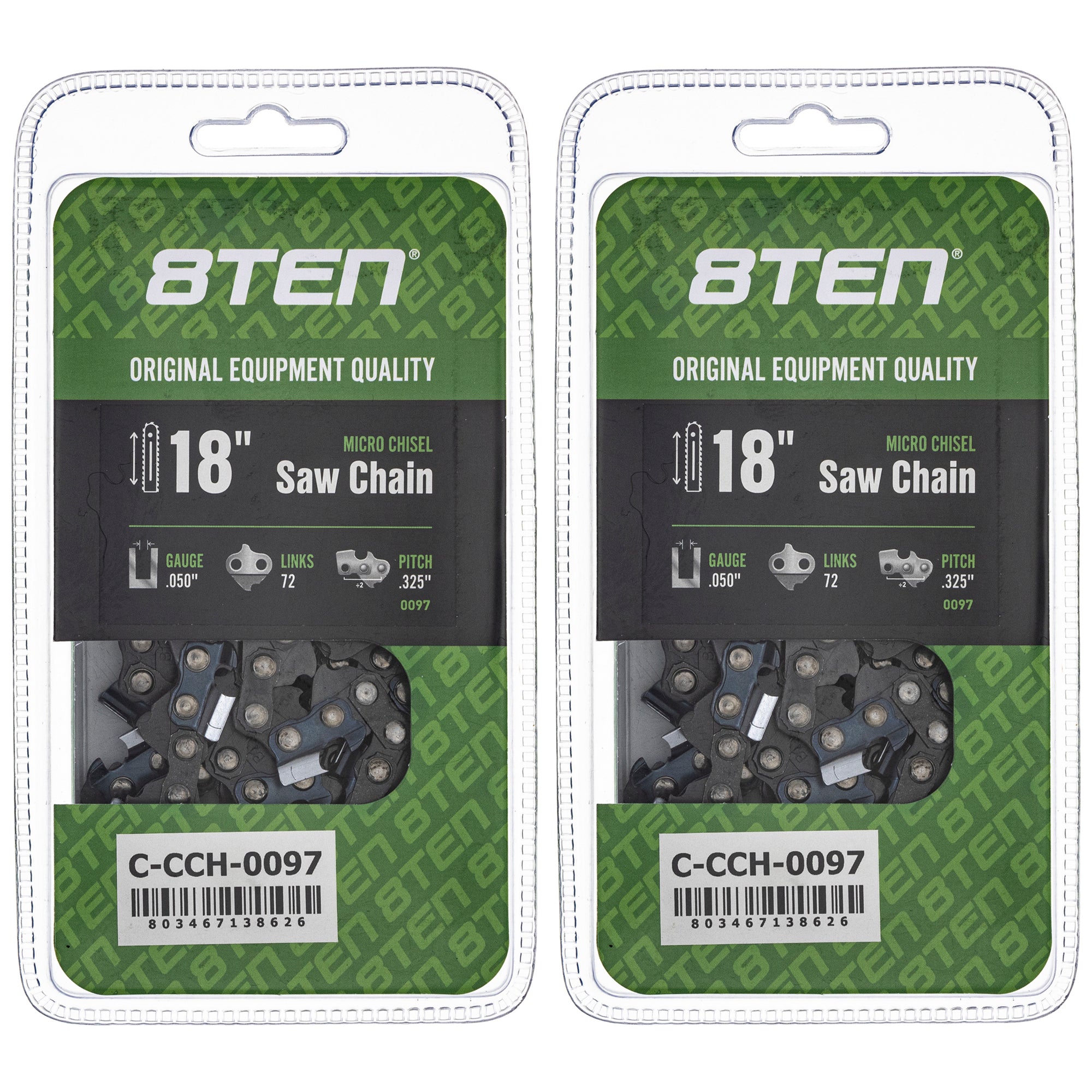 Chainsaw Chain 18 Inch .050 .325 72DL 2-Pack for zOTHER Stens Oregon Ref. Oregon Husqvarna 8TEN 810-CCC2219H