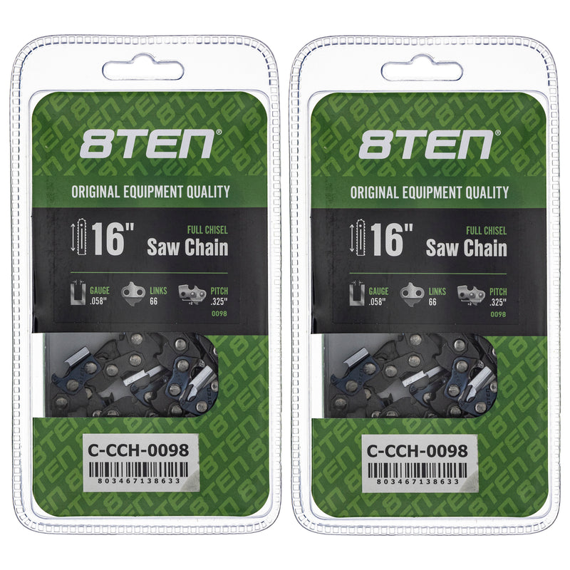 Chainsaw Chain 16 Inch .058 .325 66DL 2-Pack for zOTHER Oregon 8TEN 810-CCC2210H