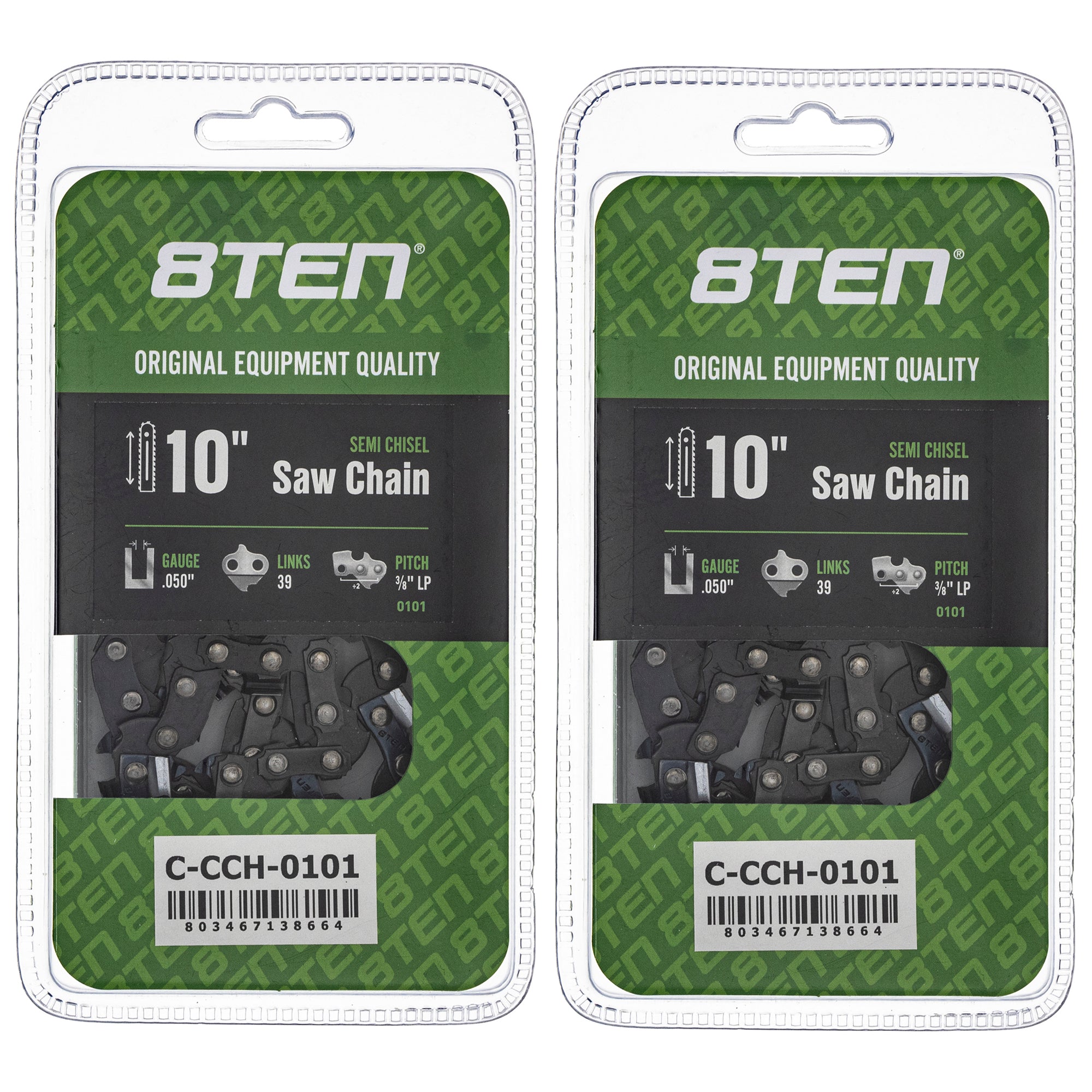 Chainsaw Chain 10 Inch .050 3/8 LP 39DL 2-Pack for zOTHER Oregon Echo Shindaiwa Bear Cat 8TEN 810-CCC2323H
