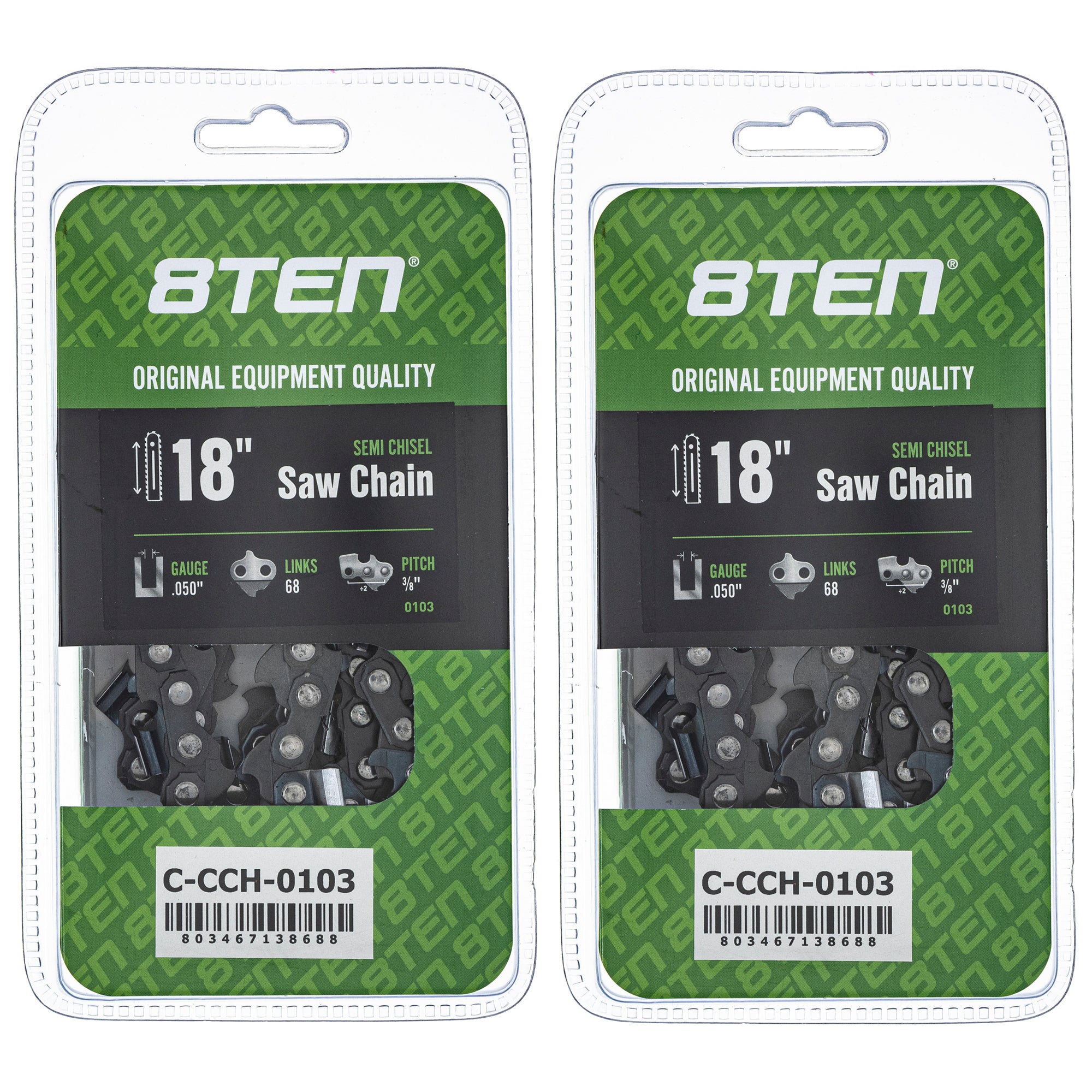 Chainsaw Chain 18 Inch .050 3/8 68DL 2-Pack for zOTHER Stens Ref No Oregon Husqvarna 8TEN 810-CCC2325H