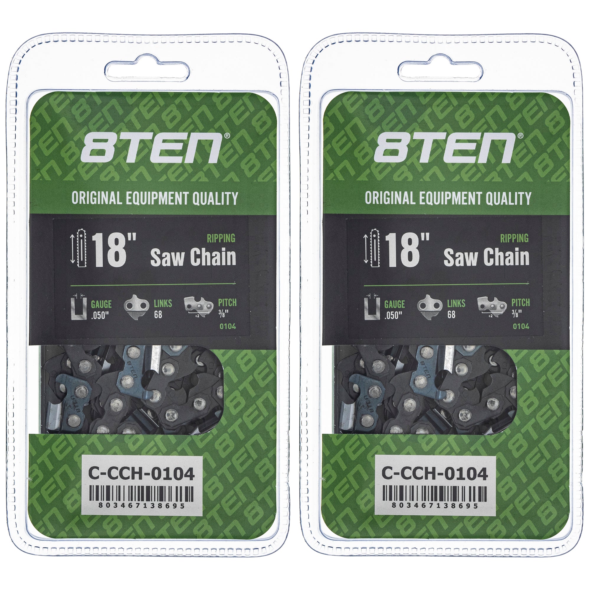 Chainsaw Chain 18 Inch .050 3/8 68DL 2-Pack for zOTHER Stens Ref No Oregon Husqvarna 8TEN 810-CCC2326H