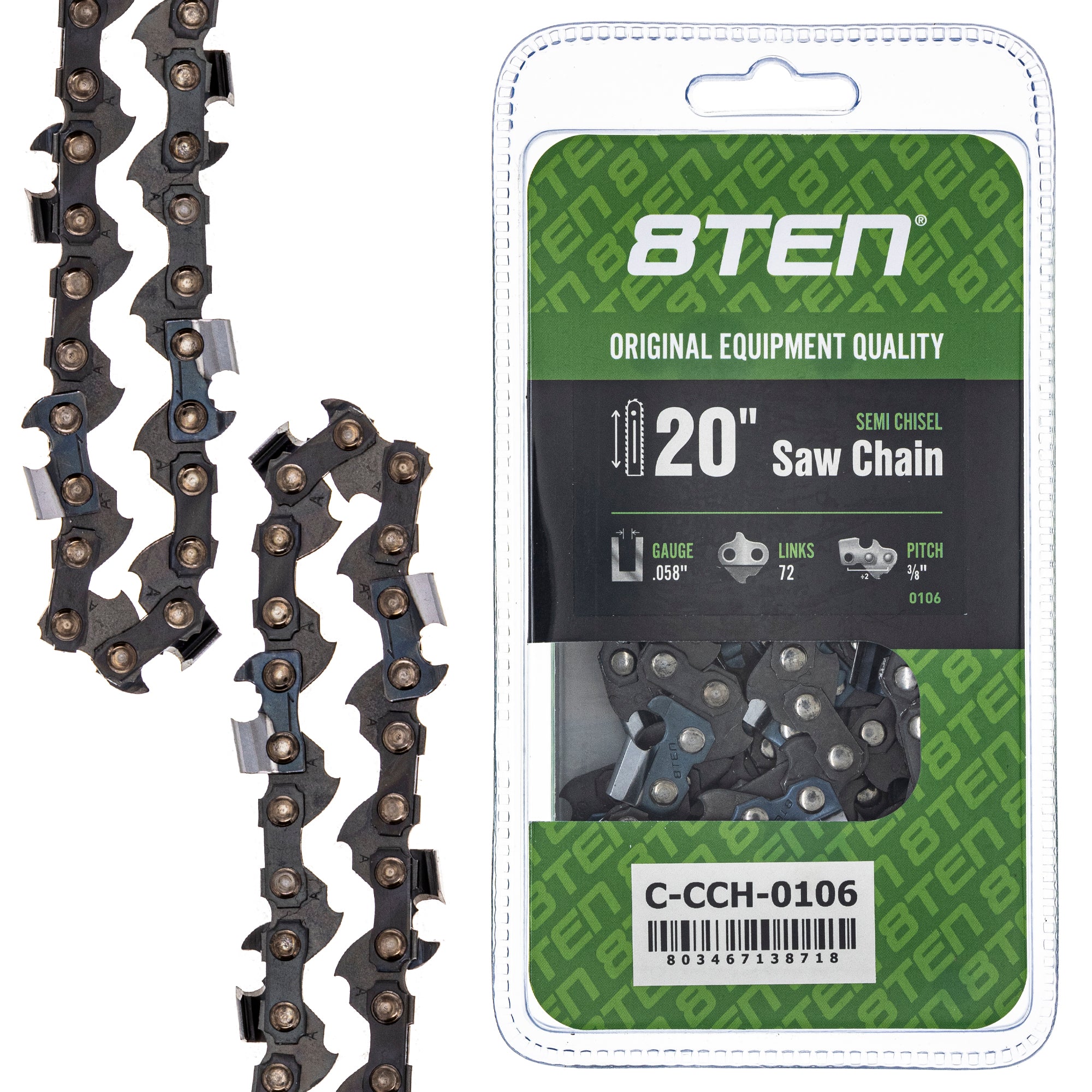 Chainsaw Chain 20 Inch .058 3/8 72DL for zOTHER Oregon Husqvarna Poulan Craftsman AYP 8TEN 810-CCC2328H