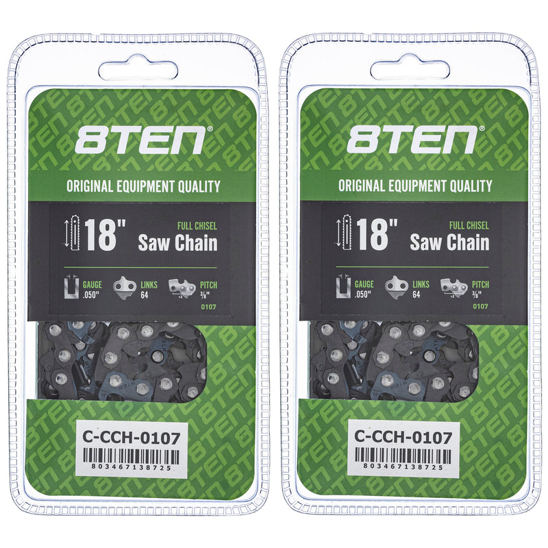 Chainsaw Chain 18 Inch .050 3/8 64DL 2-Pack for zOTHER Oregon Echo Shindaiwa Bear Cat 8TEN 810-CCC2329H