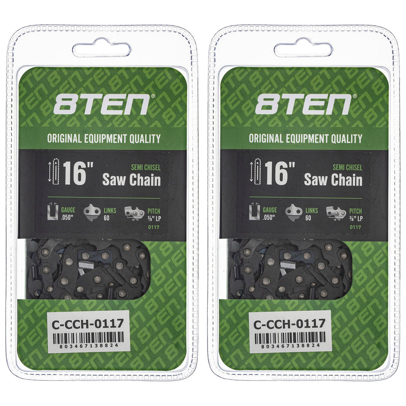 Chainsaw Chain 16 Inch .050 3/8 LP 60DL 2-Pack for zOTHER 8TEN 810-CCC2339H