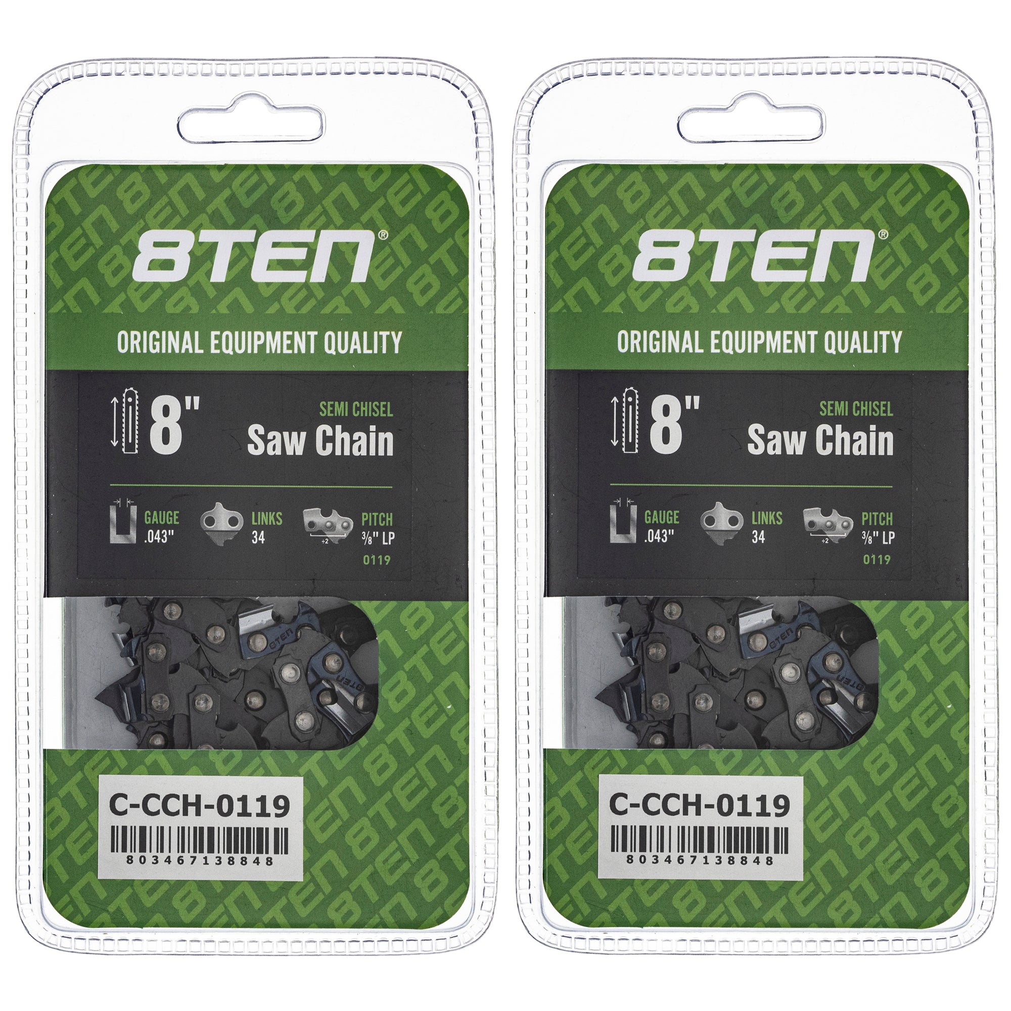 Chainsaw Chain 8 Inch .043 3/8 LP 34DL 2-Pack for zOTHER Oregon WG310 KPS1024A-03 and 8TEN 810-CCC2331H