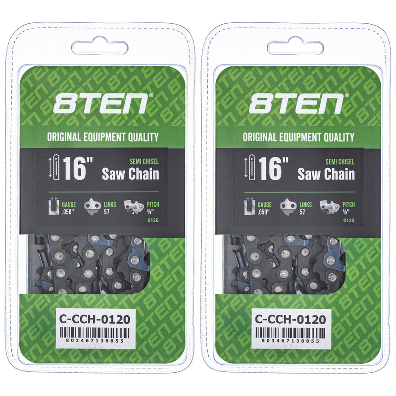 Chainsaw Chain 16 Inch .050 3/8 57DL 2-Pack for zOTHER Oregon Echo Shindaiwa Bear Cat 8TEN 810-CCC2342H