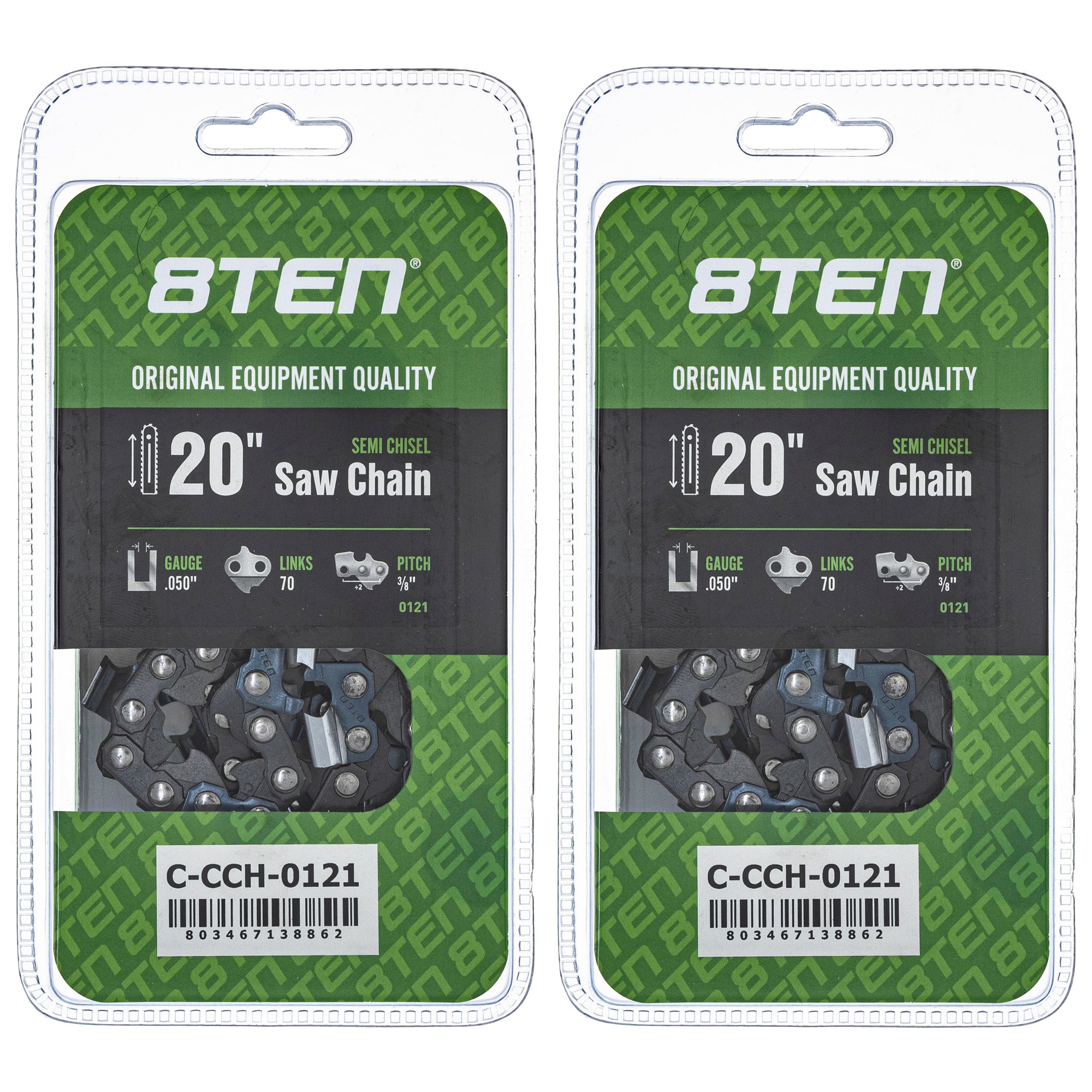 Chainsaw Chain 20 Inch .050 3/8 70DL 2-Pack for zOTHER Stens Ref No Oregon Ref. Oregon 8TEN 810-CCC2343H
