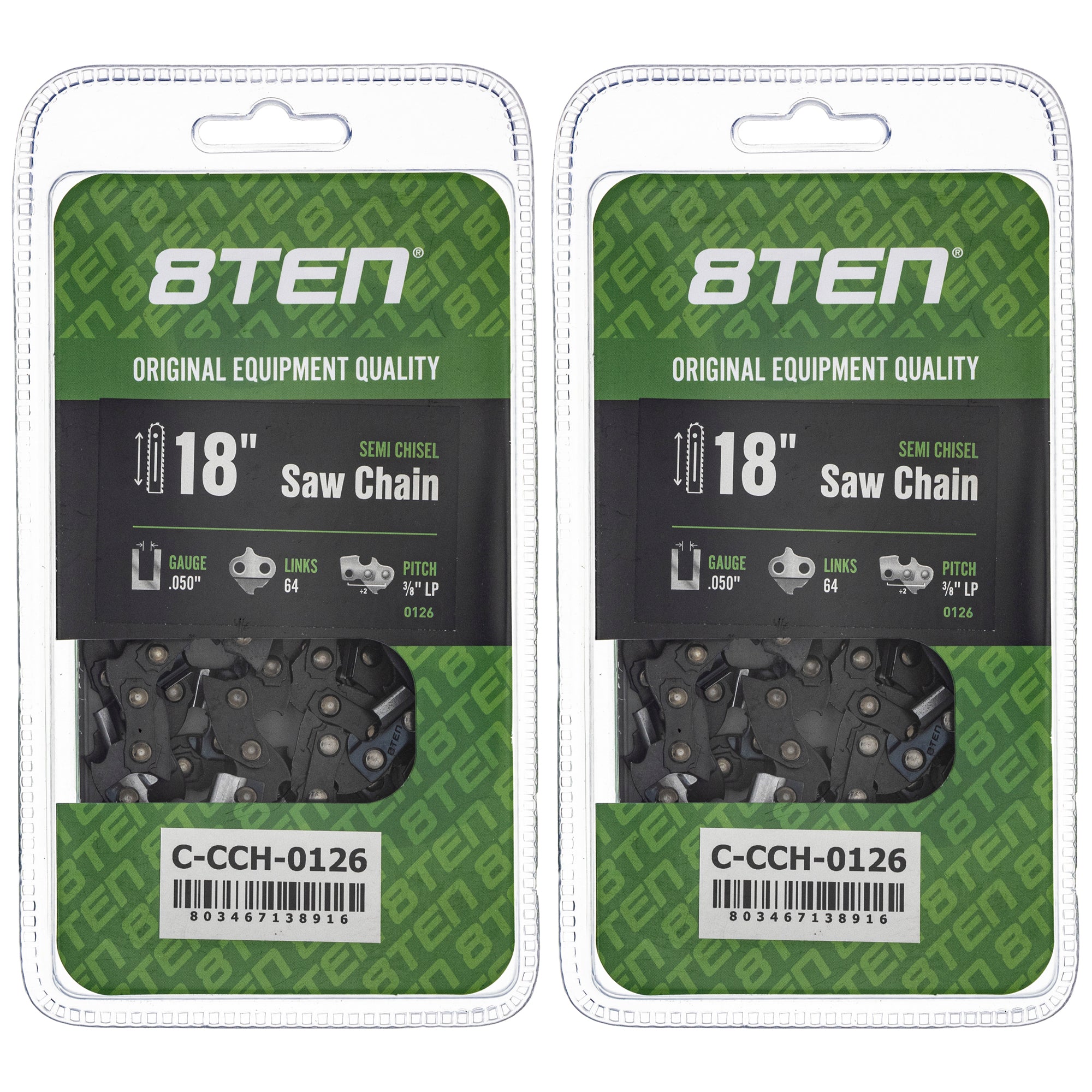 Chainsaw Chain 18 Inch .050 3/8 LP 64DL 2-Pack for zOTHER PS 8TEN 810-CCC2348H