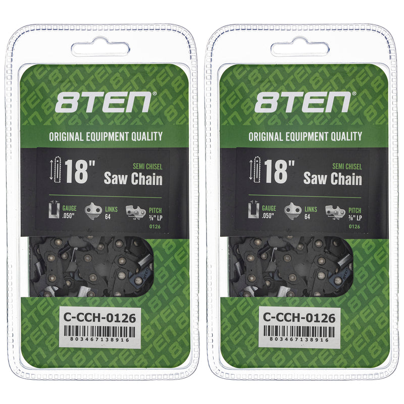 Chainsaw Chain 18 Inch .050 3/8 LP 64DL 2-Pack for zOTHER 8TEN 810-CCC2348H