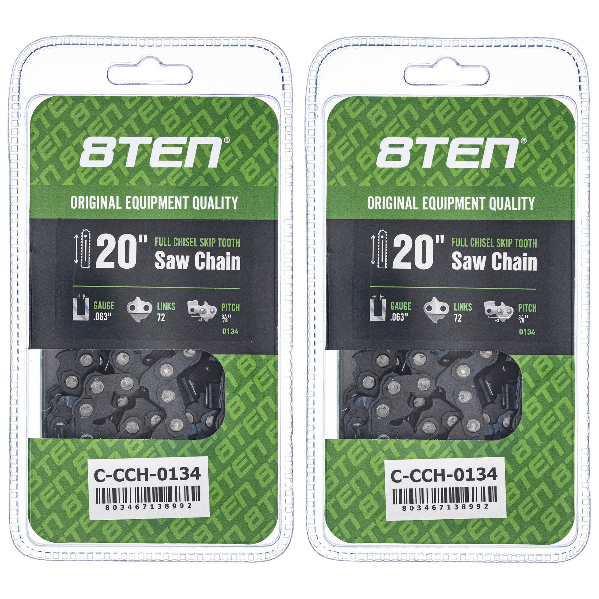 Chainsaw Chain 20 Inch .063 3/8 72DL 2-Pack for zOTHER Oregon PS 8TEN 810-CCC2356H