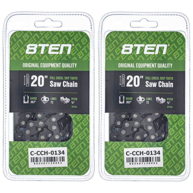 Chainsaw Chain 20 Inch .063 3/8 72DL 2-Pack for zOTHER Oregon 8TEN 810-CCC2356H