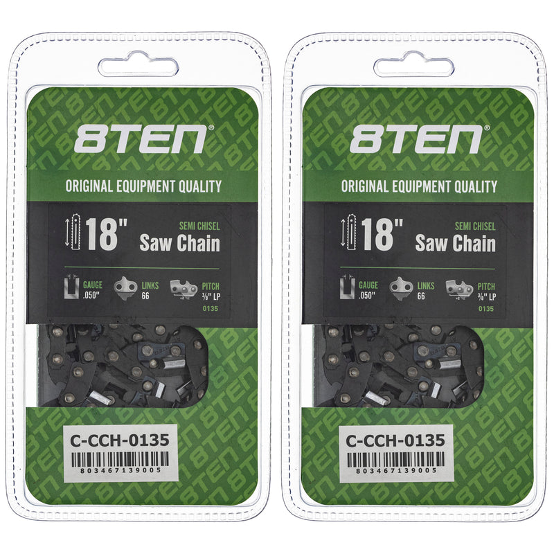 Chainsaw Chain 18 Inch .050 3/8 LP 66DL 2-Pack for zOTHER Oregon Echo Shindaiwa Bear Cat 8TEN 810-CCC2357H