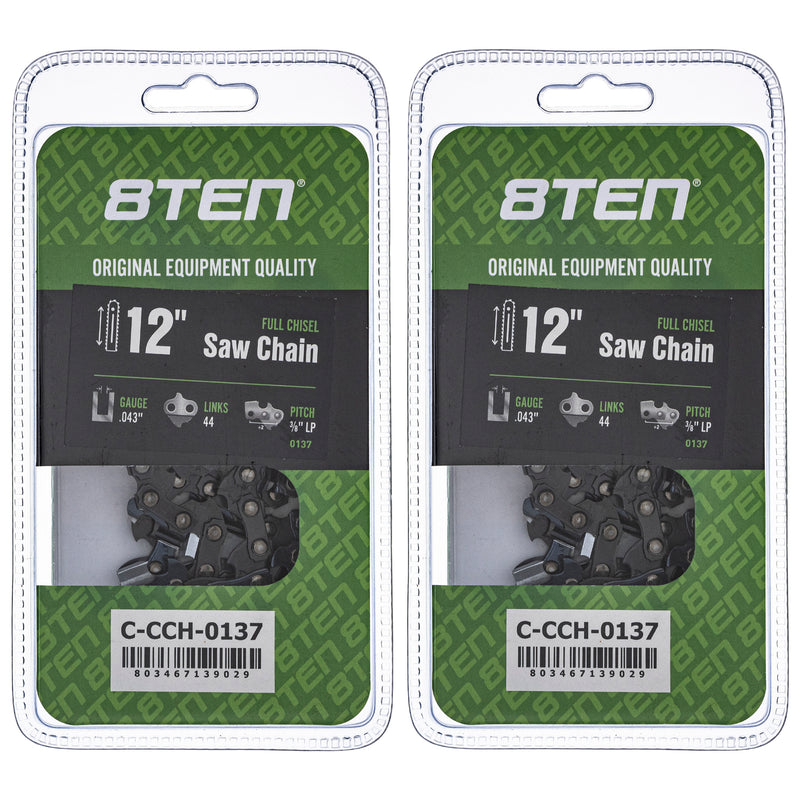 Chainsaw Chain 12 Inch .043 3/8 LP 44DL 2-Pack for zOTHER Stens Oregon Ref. Oregon Echo 8TEN 810-CCC2359H