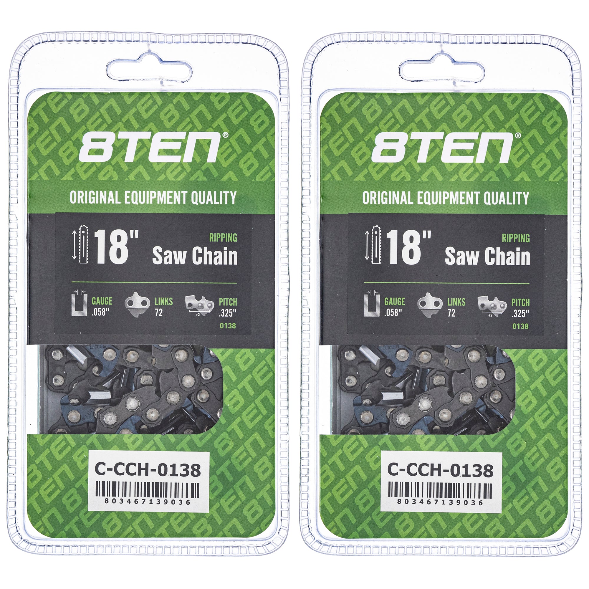 Chainsaw Chain 18 Inch .058 .325 72DL 2-Pack for zOTHER Oregon Ref. Oregon Husqvarna 8TEN 810-CCC2350H