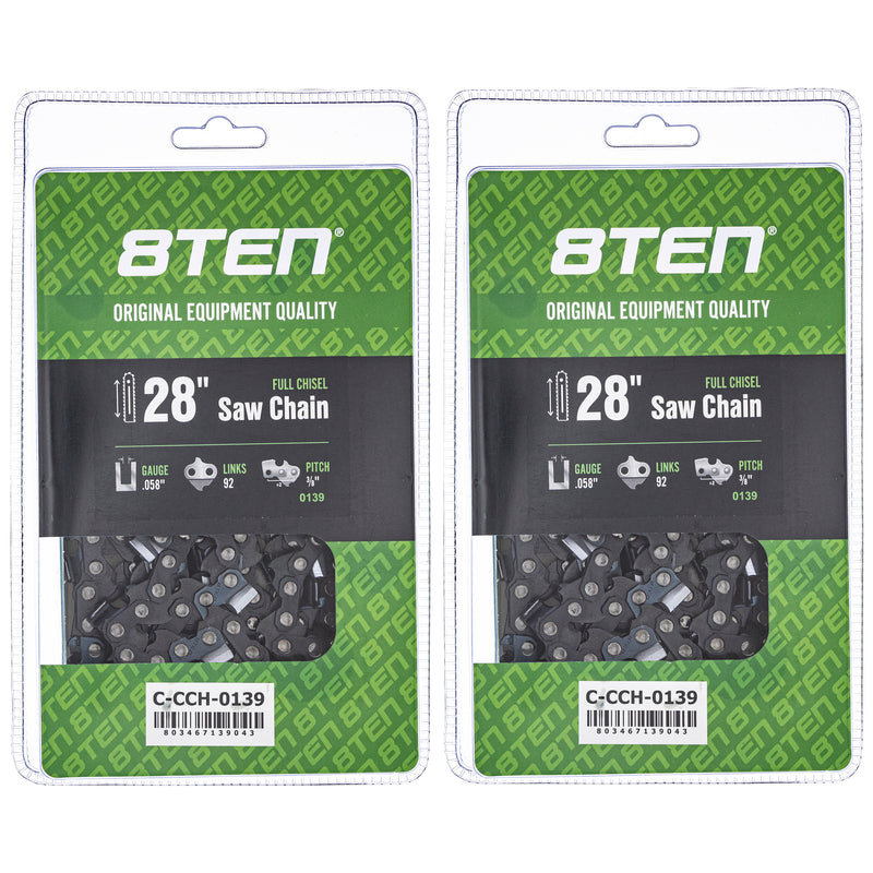 Chainsaw Chain 28 Inch .058 3/8 92DL 2-Pack for zOTHER 8TEN 810-CCC2351H